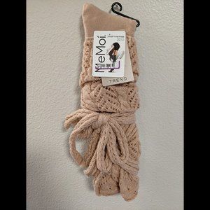 NWT MeMoi Blush Knit Pointelle Bow Knit Boot Sock Size 9-11